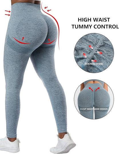 NORMOV 4 Piece Butt Lifting Workout Leggings for Women, Seamless Gym Scrunch Booty Lifting Sets