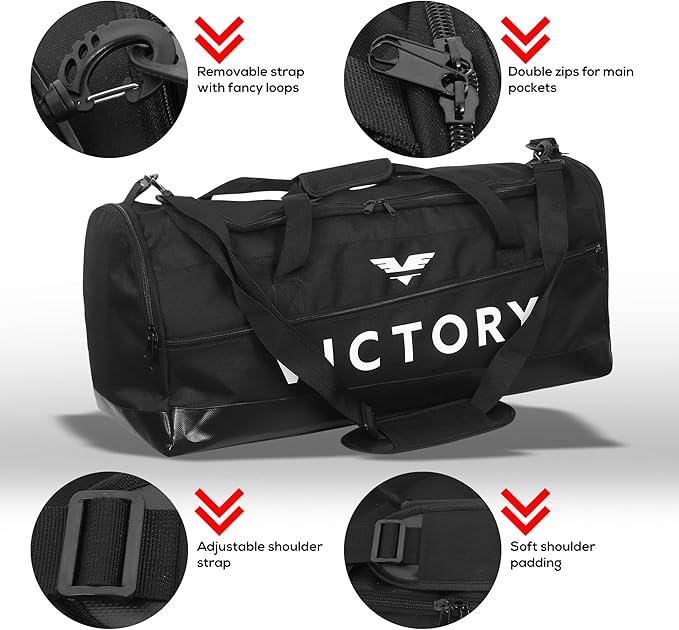 Large Breathable Duffle Bag for MMA Gear, Boxing Gear, Gym or other Sports (Black)