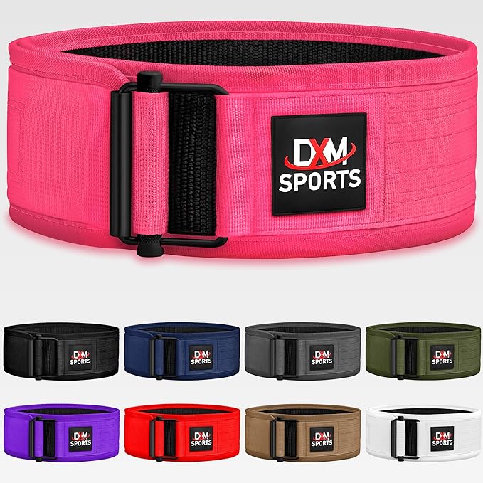 DXM SPORTS Self-Locking Weight Lifting Belt - Men Women Gym Fitness Strength Training, Bodybuilding Powerlifting Weightlifting Workout, Deadlift Squat, Pro Exercise Belt