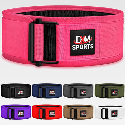 DXM SPORTS Self-Locking Weight Lifting Belt - Men Women Gym Fitness Strength Training, Bodybuilding Powerlifting Weightlifting Workout, Deadlift Squat, Pro Exercise Belt