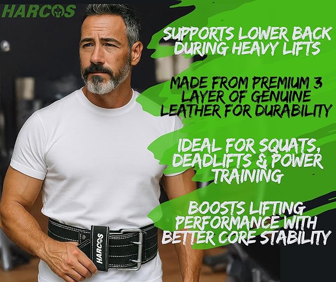 Harcos USPA/IPL Competition Approved 8mm Leather Weightlifting Belt for Men and Women - Heavy Duty Gym Belt for Lifting, Squats, Deadlifts, Powerlifting, Back Support IPF for Fitness Workout