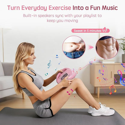 Smart Ab Trainer with Bluetooth Music & LED Counter – Core Workout Machine for Home Gym – Sit-Up Assistant Pad with Foam Cushion, 9 Modes & Speeds, Portable Fitness Equipment for Abs, Waist & Cardio