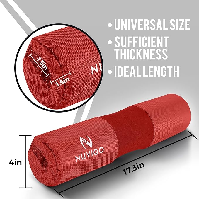 Barbell Squat Pad with Thick Foam and Nylon Padding - Neck & Shoulder Protective Pad Provides Support for Squats, Lunges & Hip Thrusts - Fits Olympic Standard Weightlifting Bar