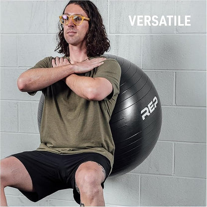 REP Fitness Exercise Physioball for Yoga, Pilates, Core Workout, Home Gym Equipment, Pregnancy & Physical Therapy, Stability Ball Chair for Office, 65cm Inflatable Balance Balls for Women