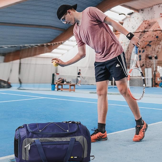 MIER Large Gym Bag for Men Sports Duffle Bag with Shoe Compartment 60L Lightweight Duffel Bags for Workout Fitness Travel, Blue