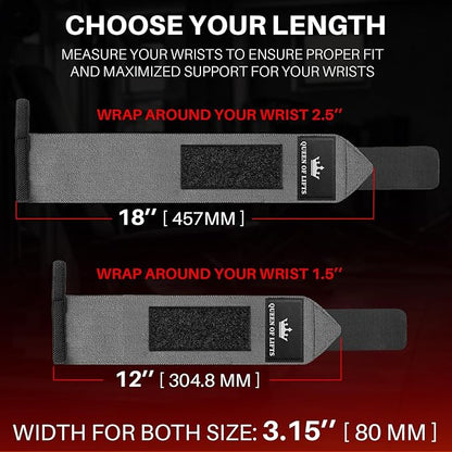 TECEUM Weightlifting Wrist Wraps with Thumb Loop – Gray – Beast Mode – 12 inch – Heavy-Duty Workout Wrist Support & Protection – Ideal for Powerlifting, Strength Training, Bodybuilding