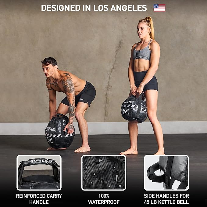 Elite Kettlebell Sandbag - Heavy Duty Sand Weights Bag for Cross Training, Strength Training, Workout, Functional Fitness, Adjustable Weight, Durable Training Equipment for Home & Gym (UN-FILLED)