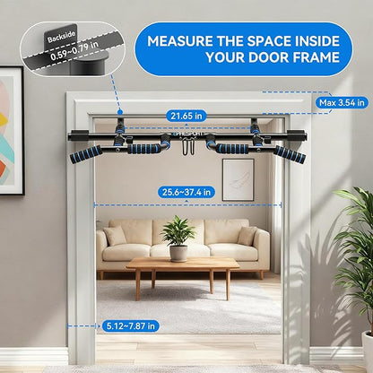 EPHESPORT 2026 Multifunctional Pull Up Bar for Doorway – US Patented Design, Foldable, No Drilling or Slipping, Multi-Grip Bar with Resistance Band Hooks, Commercial Alloy Steel, Large PVC Pads, 440 lbs Capacity