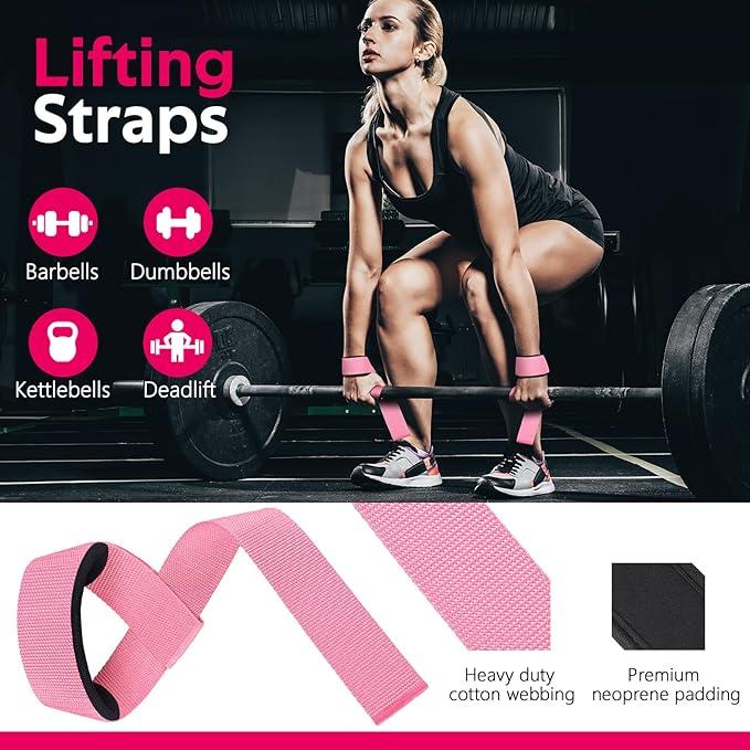 WALITO 8Pcs Barbell Pad Set for Hip Thrust - Squat Pad,Gym Accessories for Women with Bar Bad,Bench Press, with Gym Ankle Straps,Resistance Bands for Working Out,Lifting Strap,Carry Bag