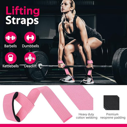 WALITO 8Pcs Barbell Pad Set for Hip Thrust - Squat Pad,Gym Accessories for Women with Bar Bad,Bench Press, with Gym Ankle Straps,Resistance Bands for Working Out,Lifting Strap,Carry Bag