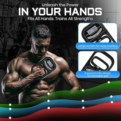 Hand Grip Strength Tester 396lbs/180kg – Digital Dynamometer with LED Display, Adjustable Handle, Forearm Trainer for Gym, Rehab & Athletes