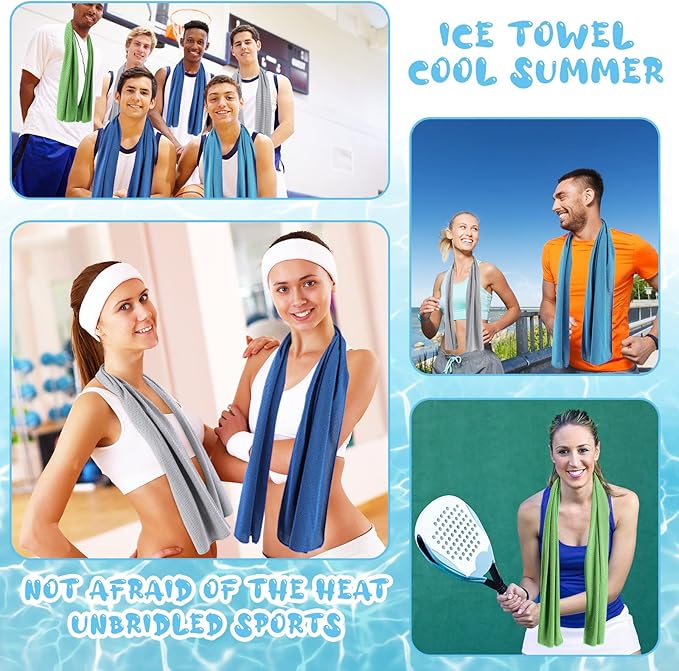 Hosuly 20 Pcs Cooling Towel 47 x 12 Inch Ice Towel for Neck, Microfiber Cool Towel, Breathable Soft Chilly Towel for Yoga, Sports, Gym, Camping, Golf, Running, Fitness, Workout(Mixed Color, 20 Pcs)