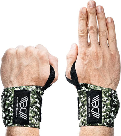 WARM BODY COLD MIND - Weightlifting Wrist Wraps for Cross Training, Powerlifting, Deadlift, Gym, Workout, Exercises & Fitness, Heavy-Duty Wrist Support, Thumb Loop
