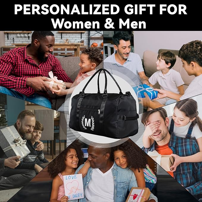 Gym Bag for Women, Personalized Duffle Bag with Shoe Compartment, Sports Bag for Yoga & Dance with Wet Pocket and Mat Strap