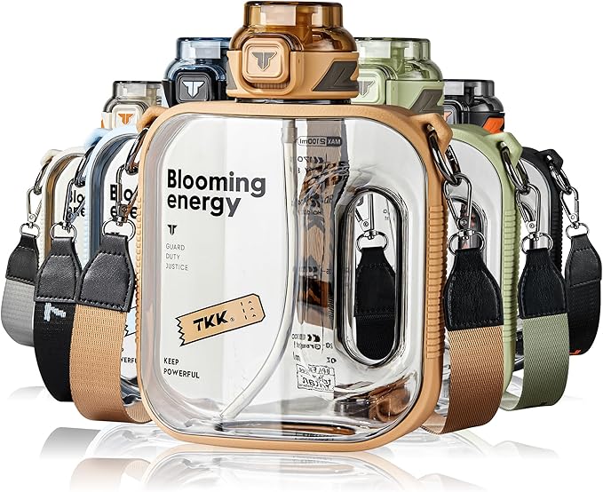 TKK 50oz Half Gallon Hydration Jug with Straw - BPA Free Tritan, Dishwasher Safe Large Capacity Plastic Water Bottle for Gym,Yoga,Travel,Camping & Outdoor
