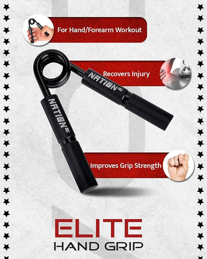 WOD Nation Adjustable Hand Grip & Forearm Strengthener - 100-300 lb, Platinum Black, V-Shape Wrap Handles - Wrist Strengthener - Hand Gripper Trainer - Heavy Duty Grip Trainer Set - Fitness Equipment