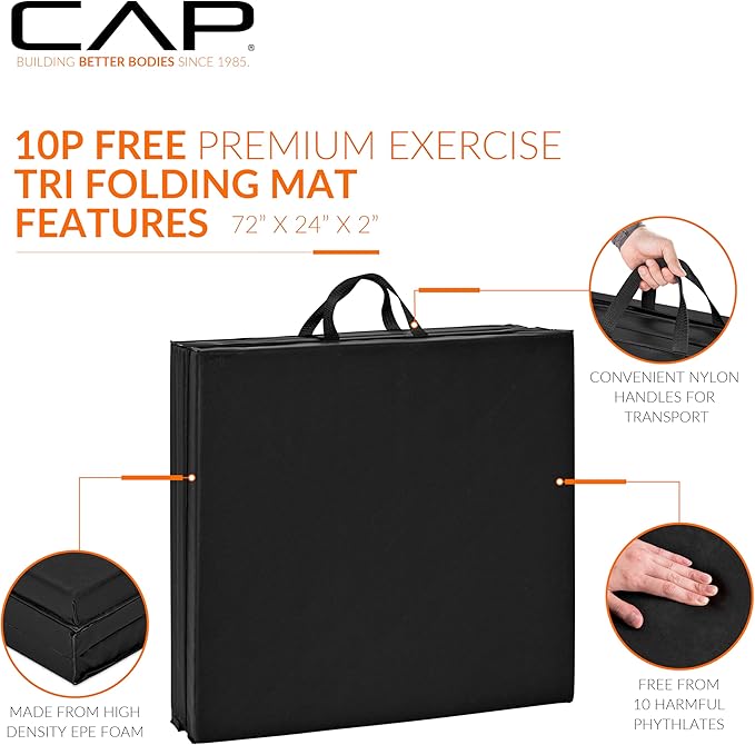 CAP Barbell All Purpose Folding Anti Tear Exercise Training Aerobic Fitness Gym & Gymnastics Balance Mat | Multiple colors