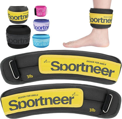 Sportneer Ankle Weights 0.5/1/2/3/5 LBS 1 Pair Wrist Leg Arm Weights for Women Men Kids Child with Adjustable Straps, Strength Weighted for Jogging Running Walking Fitness Gym Workout