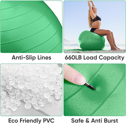 APEXUP Yoga Ball Exercise Ball Anti Slip Heavy Duty for Fitness, Balance & Core Workout