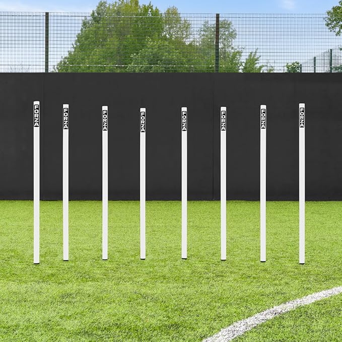 FORZA Slalom Agility Poles | Improve Endurance, Speed & Footwork | Color, Size & Rubber Base Options Available [8 Pack]