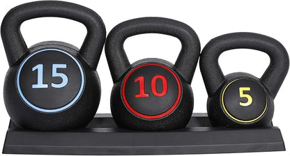 JungleA Kettlebell Sets 3/4 Piece for Women Men, Home Gym Exercise Kettle bell, Fitness Strength Training Kettlebells, 5/10/15/20 lbs Full Body Workout Kettle bells, Compound Movements Equipment Kit