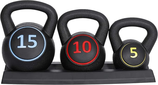 JungleA Kettlebell Sets 3/4 Piece for Women Men, Home Gym Exercise Kettle bell, Fitness Strength Training Kettlebells, 5/10/15/20 lbs Full Body Workout Kettle bells, Compound Movements Equipment Kit