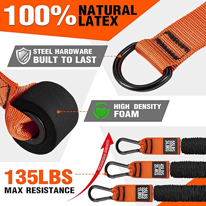 HPYGN Resistance Bands Training for Arms, Biceps, Triceps, Back, Abs, Shoulders, Heavy Duty Exercise Bands with Handles, Door Anchor, Home Gym Workout Equipment for Tricep Pushdowns, Face Pulls