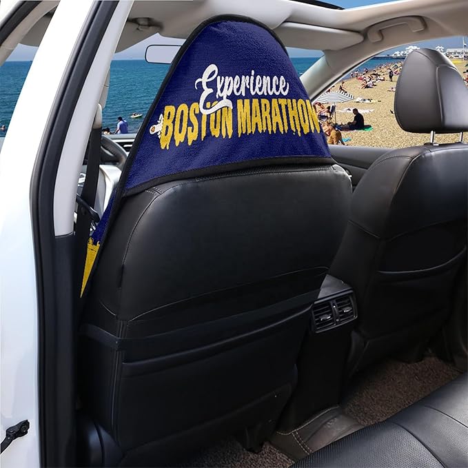 Marathon Running Duck Car Seat Covers (2-Piece Set) - Hand-Painted Race Day Design, Universal Fit for Most Sedans & SUVs, Sweat-Wicking & Quick-Dry Seat Protectors with Absorbent Towel Base