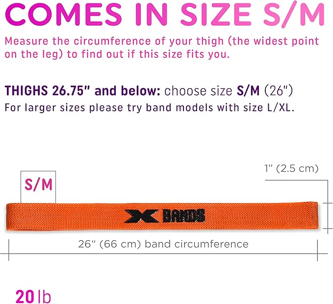 The X Bands Exercise Resistance Bands - Non-Slip Extra Thick Fabric Hip Loop Booty Bands - 20, 30, 40, 50 lb - Fitness Workout for Legs, Butt Training, Stretching, Yoga