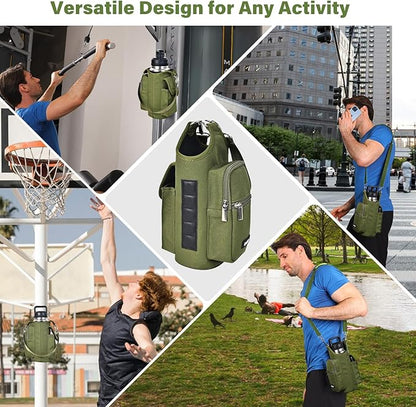 icolor Magnetic Gym Bag Water Bottle Carrier Holder with Phone Pockets & Shoulder Strap,Gym Magnetic Bag 5 Built-in Magnets Gym Accessories Organizer Sling Bottle Bag Pouch Sleeve