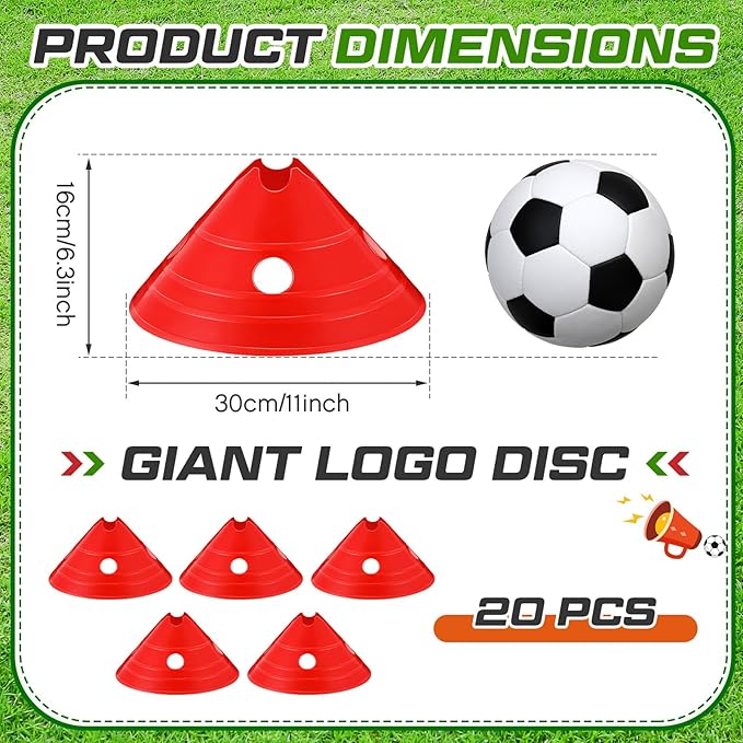 ShinyRelief Jumbo Disc Cones Jumbo Soccer Cones with Mesh Bag Giant Large Agility for Soccer Training Adult Sports