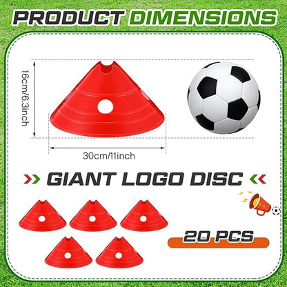 ShinyRelief Jumbo Disc Cones Jumbo Soccer Cones with Mesh Bag Giant Large Agility for Soccer Training Adult Sports
