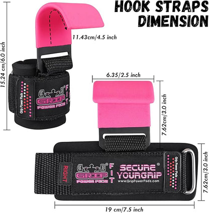 Weight Lifting Rod Hooks Heavy Duty Wrist Wraps Power Weight Lifting Training Gym Grips Straps Set of 2