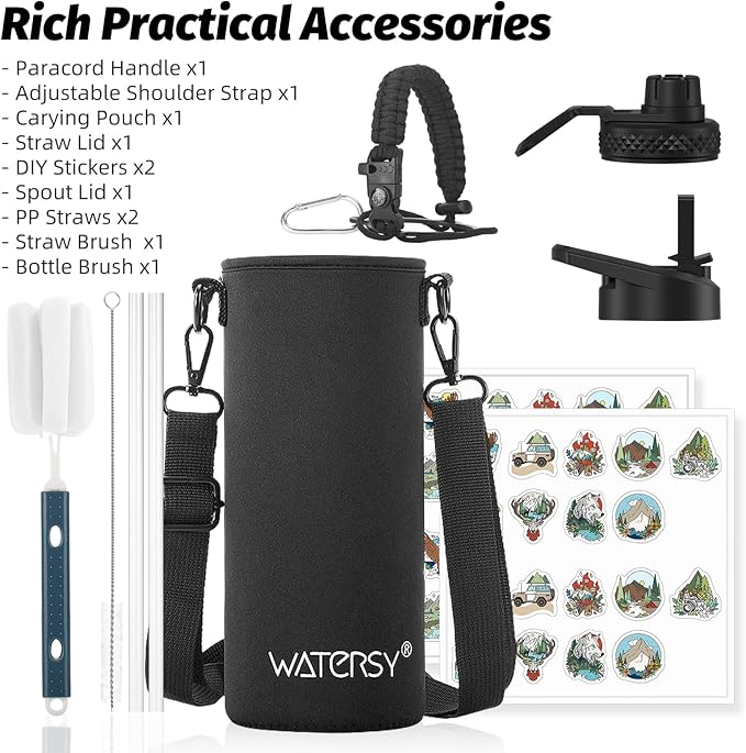 40oz Insulated Water Bottle (Cold for 48 Hrs),BPA Free&Leak Proof,Stainless Steel Water Flask,Water Jug with Straw Spout Lids for Gym,Hiking,Travel,Gradient Blue