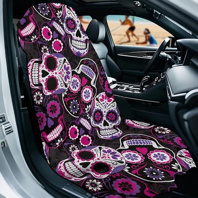 Bulopur Sugar Skull Car Seat Towel Cover Absorbent Soft Beach Towel Car Seat Covers Front Seats Running Post Workout Sweatproof Yoga Towels Blanket