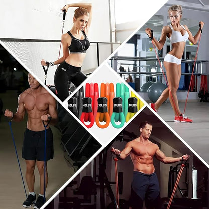 Resistance Bands for Working Out,150LBS Exercise Bands with Handles,Workout Bands for Men Women, Fitness Bands Set for Muscle Training, Strength, Slim, Yoga, Home Gym Equipment