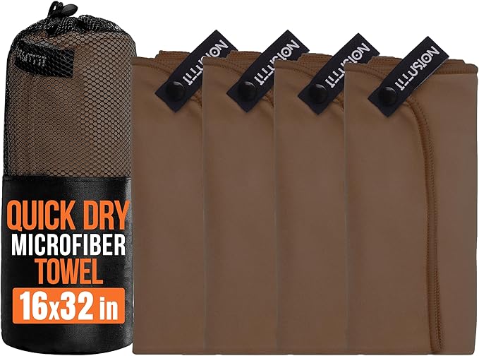 illusion Small Microfiber Gym Towels for Men and Women Active Sports (32" L x 16''W)-Lightweight Quick Dry Gym Towel for Sweat-Workout Towels Ideal for Yoga, Camping, Running, and Outdoor Activities
