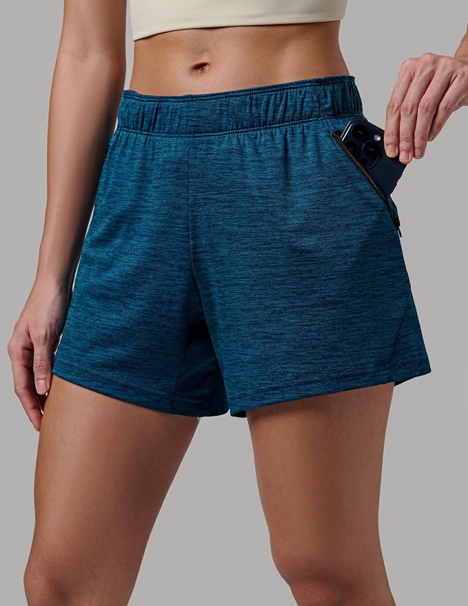 Liberty Imports 1 or 5 Pack Womens Lounge Workout Shorts with Zipper Pockets 5" Inseam Lightweight Athletic Casual Shorts