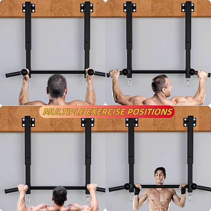 Joist Mounted Pull Up Bar, 800 lbs Heavy Duty Wall Mounted Chin Up Bar, Adjustable Height Pullup Bar for Garage, Basement, Backyard, Beam and Rafter Mount, Easy Installation, Ideal for Multiple Grip Options