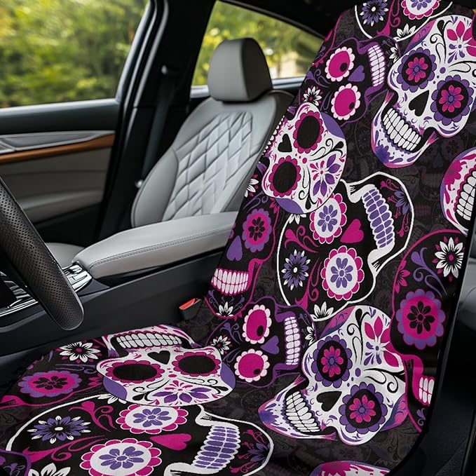 Bulopur Sugar Skull Car Seat Towel Cover Absorbent Soft Beach Towel Car Seat Covers Front Seats Running Post Workout Sweatproof Yoga Towels Blanket