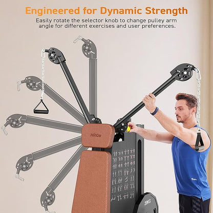 Multi Functional Home Gym Machine, All in One Compact Fitness Station with Pulley System for Shoulder, Leg, LAT Pulldown and Rowing, Space Saving Plate Loaded Strength Training Equipment