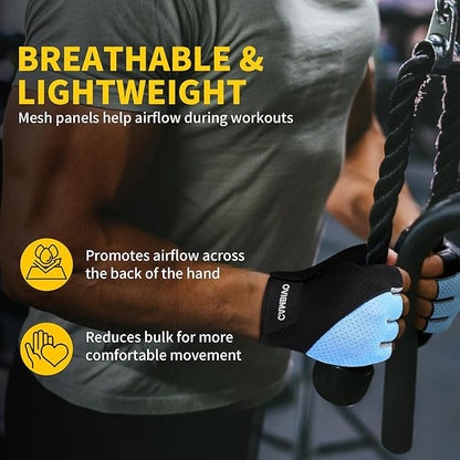 CAMBIVO Workout Gloves for Men & Women, Weight Lifting Gloves with Wrist Support, Non Slip Grip, Breathable Gym Gloves for Training, Crossfit, Pull Ups, Cycling, Fitness, Home Workouts