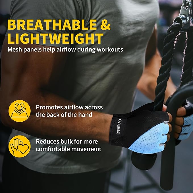 CAMBIVO Workout Gloves for Men & Women, Weight Lifting Gloves with Wrist Support, Non Slip Grip, Breathable Gym Gloves for Training, Crossfit, Pull Ups, Cycling, Fitness, Home Workouts