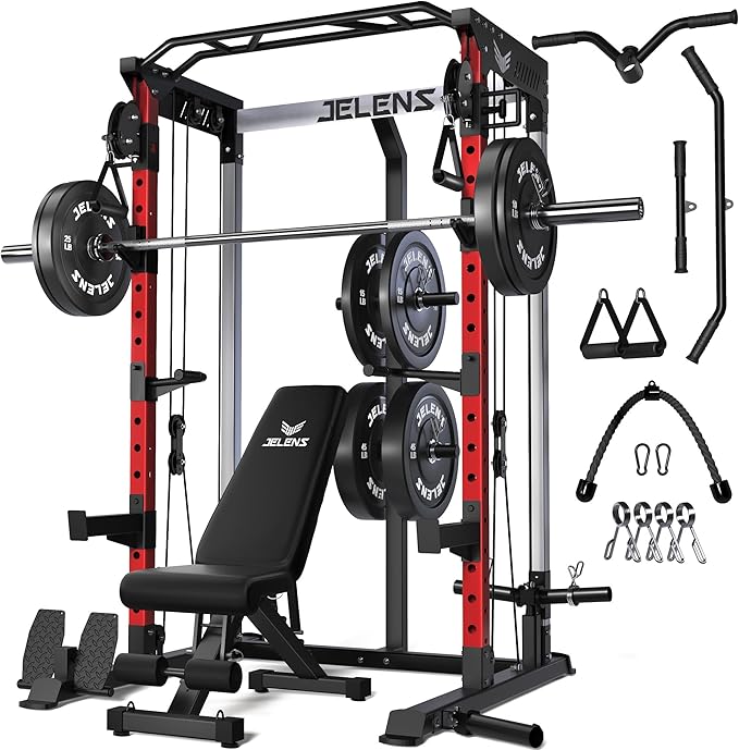 C21 Power Cage, 2000LBS Multi-Function Power Rack with Independent Dual Pulley System, All-in-One Squat Rack for Cable Crossover, Home Gym Workout Machine