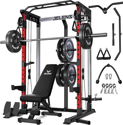 C21 Power Cage, 2000LBS Multi-Function Power Rack with Independent Dual Pulley System, All-in-One Squat Rack for Cable Crossover, Home Gym Workout Machine
