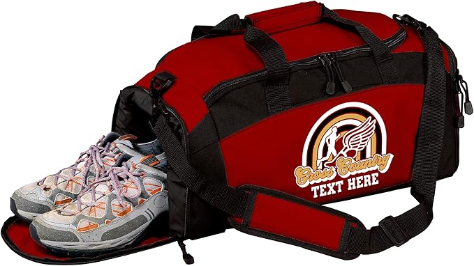 Personalized Cross Country Duffel Bag – Custom Name Team Logo XC Gym Travel Bag for Runners – Lightweight Athletic Sports Gear Bag for Boys & Girls