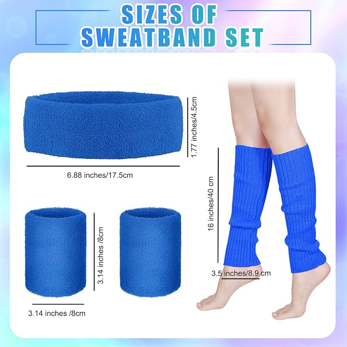 SATINIOR 80s Women Workout Outfit Neon Leg Warmer Headband Wristbands Fanny Pack Set 80s Accessories for Yoga Running