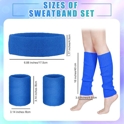 SATINIOR 80s Women Workout Outfit Neon Leg Warmer Headband Wristbands Fanny Pack Set 80s Accessories for Yoga Running