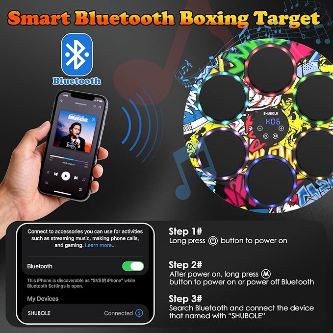 Music Boxing Machine with Gloves - Wall Mounted Punching Trainer for Adults & Kids, 9-Speed Punch Game, Wall Boxing Punching pad, 2025 Upgrade Gifts for Boys Age 6+