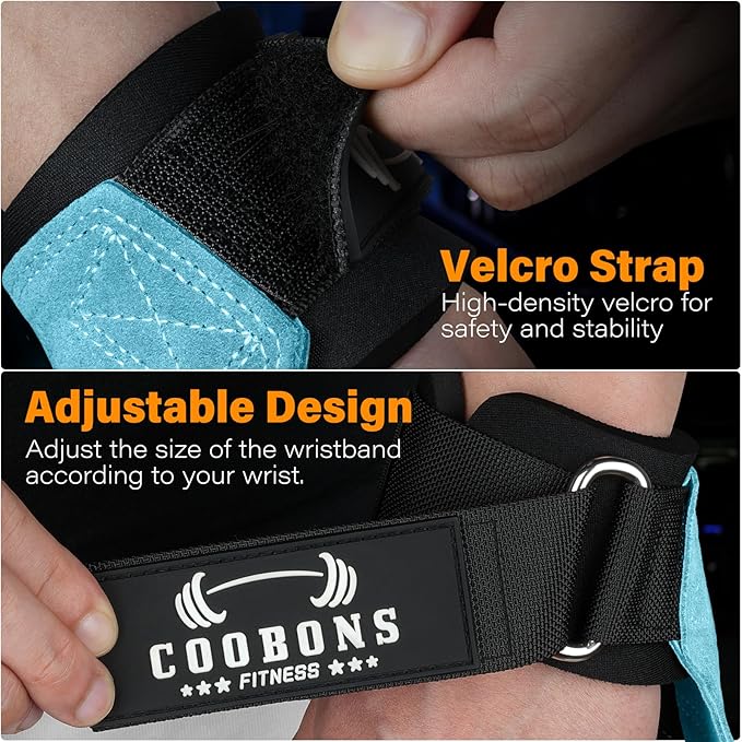 Weight Lifting Wrist Straps, Gym Straps Weight Lifting for Deadlift and Powerlifting, Double Layer Leather Wrist Wraps with Padded Cushion Wrist Loop, Weightlifting Grips for Men and Women